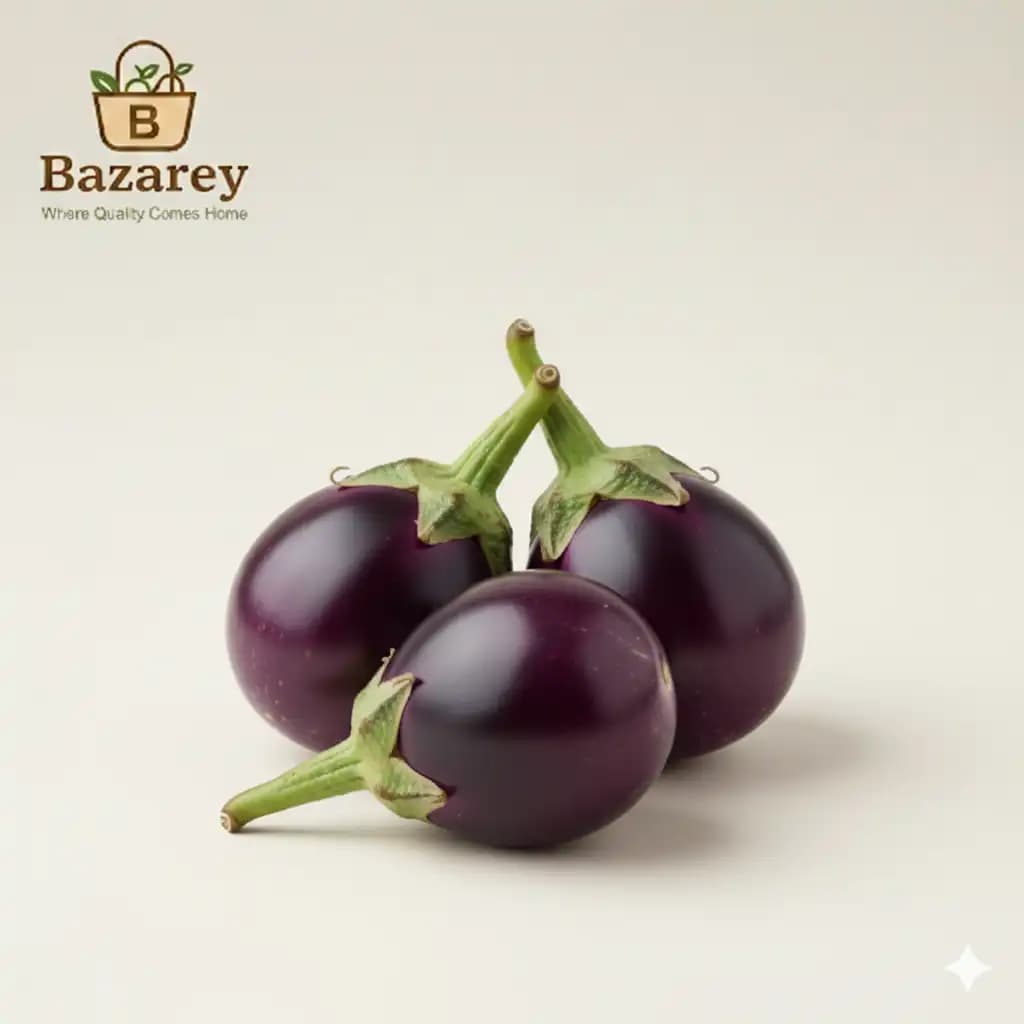 Round Black Brinjals (কালো গোল বেগুন)  - View 1